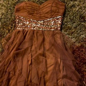 Rose Gold Party Dress with gemstone & glitter accents with tulle